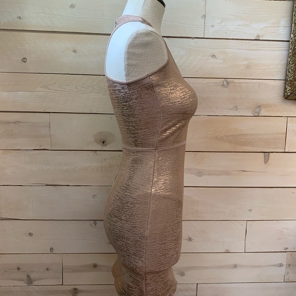 BCBG Gisela Criss Cross Foil Bodycon Dress sz S - Picture 7 of 11